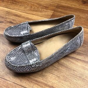Vionic Shiny Silver Slip On Loafers